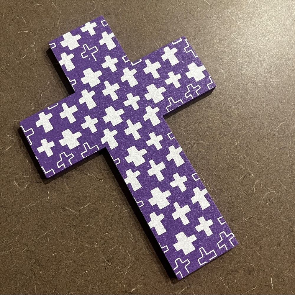 Unique Handmade Purple Cross with White Pattern Crosses